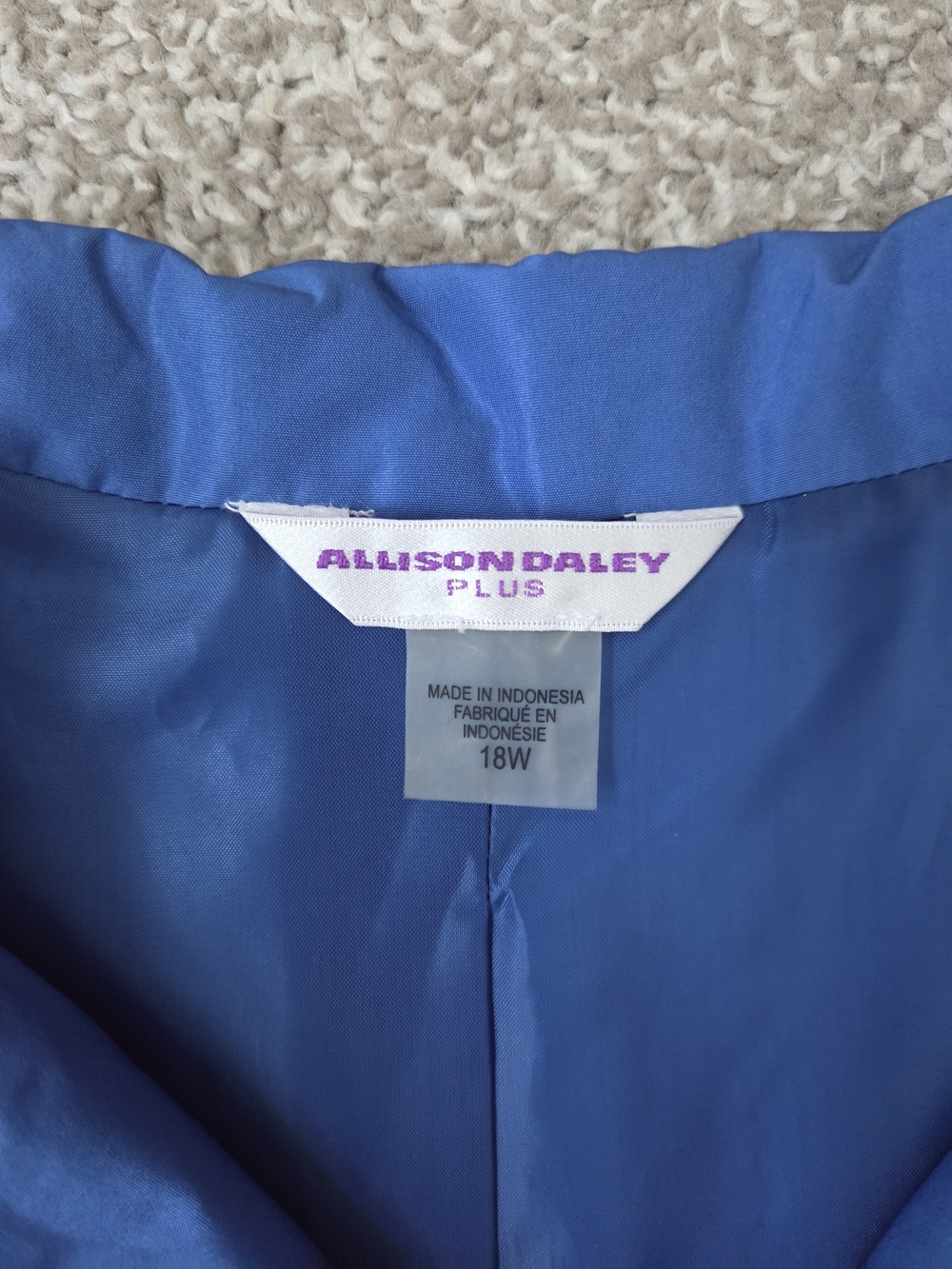 Allison Daley Plus Diamond Quilted Full Zipper Vest Royal Blue Sz 18W Pockets - Picture 2 of 9